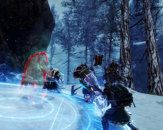 Allied forces battle Jormag's corruption.